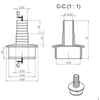 Переходник для подключения сливного шланга Профитт 20x23x50, белый 2226070