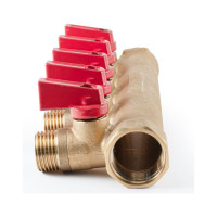 Коллектор с шаровыми кранами PROFACTOR в/н 3/4" х 5 вых 1/2"нар PF MV 264.5