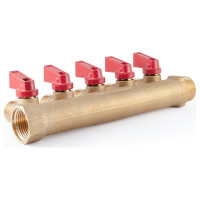 Коллектор с шаровыми кранами PROFACTOR в/н 3/4" х 5 вых 1/2"нар PF MV 264.5