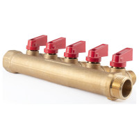 Коллектор с шаровыми кранами PROFACTOR в/н 3/4" х 5 вых 1/2"нар PF MV 264.5
