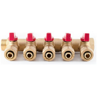 Коллектор с шаровыми кранами PROFACTOR в/н 3/4" х 5 вых 16 цанга PF MVP 266.5