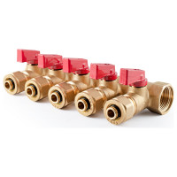 Коллектор с шаровыми кранами PROFACTOR в/н 3/4" х 5 вых 16 цанга PF MVP 266.5