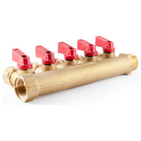 Коллектор с шаровыми кранами PROFACTOR в/н 3/4" х 5 вых 16 цанга PF MVP 266.5