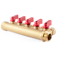 Коллектор с шаровыми кранами PROFACTOR в/н 3/4" х 5 вых 16 цанга PF MVP 266.5