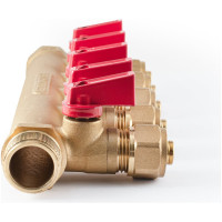 Коллектор с шаровыми кранами PROFACTOR в/н 3/4" х 5 вых 16 цанга PF MVP 266.5