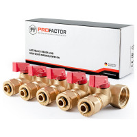 Коллектор с шаровыми кранами PROFACTOR в/н 3/4" х 5 вых 16 цанга PF MVP 266.5