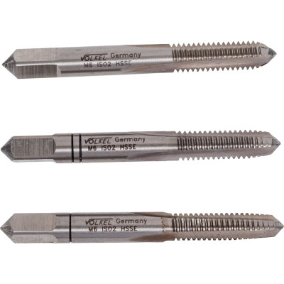 Ручные метчики VOLKEL M6 шаг 1.0мм DIN 352 HSSE комплект из 3 штук V 57338 V57338