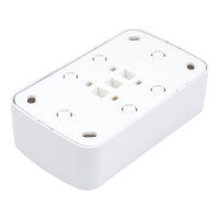 Розетка Intro Polo 3-203-01 без заземления двойная 2x2P, 16A-250В, IP20, открытая установка, белый, Б0053565