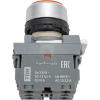 Кнопка с фиксацией TDM ELECTRIC MP2-21Y (LED; в сборе; диаметр 22 мм; 1з+1р; 24В; желтая) SQ0747-0027