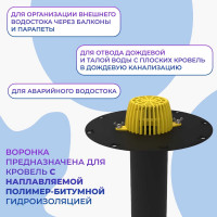 Кровельная воронка Татполимер 110х600 мм без фланца с листвоуловителем ТП-02.100/6 11505