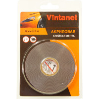 Клейкая двусторонняя акриловая лента Vintanet VN8049, цвет серый, 6 мм х 5 м VN804965
