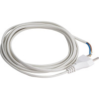 Сетевой шнур Мастер Тока ШВВПбм 2x0.75 белый, 6А, без заземления, 3м, плоская вилка СШ0036