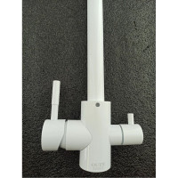 Смеситель для кухни OUTE 370 мм однорычажный, белый, со встроенным краном под питьевую воду, нержавеющая сталь T60203CK