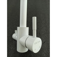 Смеситель для кухни OUTE 370 мм однорычажный, белый, со встроенным краном под питьевую воду, нержавеющая сталь T60203CK