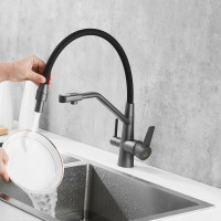 Смеситель для кухни ROSE с подключением к фильтру питьевой воды, темно-серый R558Y