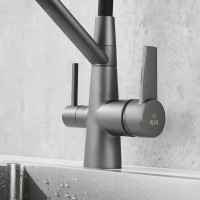 Смеситель для кухни ROSE с подключением к фильтру питьевой воды, темно-серый R558Y