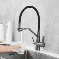 Смеситель для кухни ROSE с подключением к фильтру питьевой воды, темно-серый R558Y