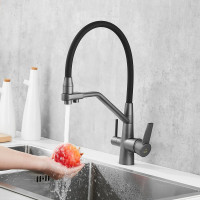 Смеситель для кухни ROSE с подключением к фильтру питьевой воды, темно-серый R558Y