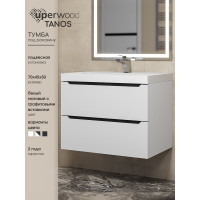 Тумба под раковину для ванной комнаты uperwood Tanos подвесная_70 см, белая/графит 2930205141
