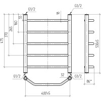 Водяной полотенцесушитель ТЕРА Виктория 400x600 ПСБ-07-02