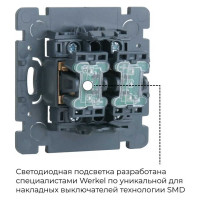 Выключатель WERKEL W5020110 двухклавишный с подсветкой Gallant шампань рифленый a051043