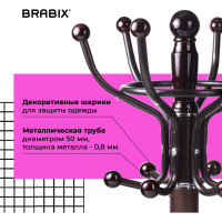 Вешалка стойка BRABIX CR-282 металл/мрамор, 1,8 м, на диске диам. 38 см, 6 крючков+4 доп, коричн 601745