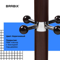 Вешалка стойка BRABIX CR-282 металл/мрамор, 1,8 м, на диске диам. 38 см, 6 крючков+4 доп, коричн 601745