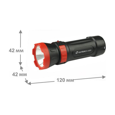 Аккумуляторный фонарь Ultraflash LED3849 (220В, черный, 1 LED, 2 режима,SLA, пластик, коробка) 14931