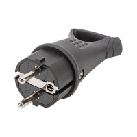 Угловая вилка с кольцом Smartbuy каучуковая 230В, 2P+PE, 16A, IP44 SBE-16-P08-R