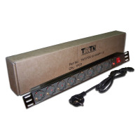 Блок розеток TWT 19 8 шт. Schuko, 10A 250V, шнур питания 3.0 м PDU19-10A8P-3.0
