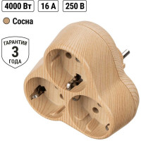 Блок на 3 гнезда TDM ELECTRIC 2П З, круглый, 16А, 250B, Эко, сосна SQ1806-0077