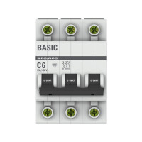 Автоматический выключатель EKF Basic ВА 47-29 3P, 6А, 4,5кА mcb4729-3-06C