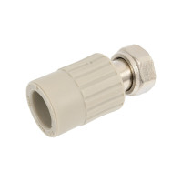 Муфта RTP с накидной гайкой на металлическом штуцере, внутренняя резьба, D20х1/2 мм, серая 15914