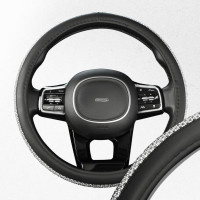 Оплетка SKYWAY Crystal-1 M черная экокожа/серебряные стразы S01102461