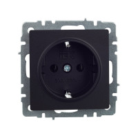 1-местная розетка IEK Brite рс11-1-0-брч с заземлением, без защитных шторок, 16А, черный BR-R11-16-K02