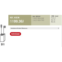 Комплект графитовых щеток 2 шт аналог BOSCH OEM 1607000C3Z/AS Asein 1199.36J