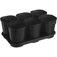 Набор горшков для выращивания рассады INGREEN Smart Solution с поддоном, 6x400мл, черный 35006035ЧР 216958