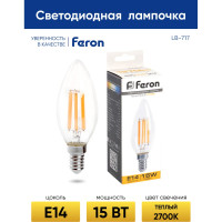 Светодиодная лампа FERON LB-717 Свеча E14 15W 2700K 38256