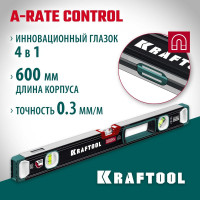 Магнитный сверхпрочный уровень KRAFTOOL A-RATE Control с зеркальным глазком, 600 мм 34988-60