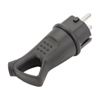 Угловая вилка с кольцом Smartbuy каучуковая 230В, 2P+PE, 16A, IP44 SBE-16-P08-R