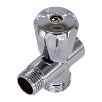 Трехпроходной вентиль СТМ 1/2х1/2х3/4", ш/ш/г, маховик, хром CV301234