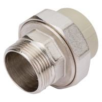 Муфта комбинированная разъемная с наружной резьбой VALFEX PP-R серая, 40 мм х1 1/4" 10156032Г 127-0350