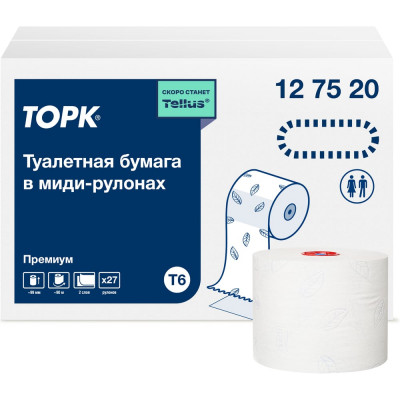 TORK Туалетная бумага Premium в компактых рулонах мягкая Т6 27 рул. в уп. арт. 127520 21667
