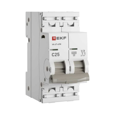 EKF Автоматический выключатель 2P 25А (C) 6кА ВА 47-63N PROxima M636225C