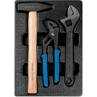 Набор инструментов (переставные клещи, разводной ключ и молоток, ложемент, 3 предмета) KING TONY 9-90103PP02