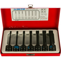 Набор ударных торцевых насадок 1/2", HEX, 4-14мм, 100мм, 7шт KING TONY 4457MP
