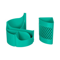 Настольный пластиковый набор Attache Оптима 14 предметов, бирюзовый, 6 отделений, вращающийся 1202378