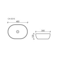 Накладной умывальник чаша Ceramicanova Element овальная, 480х350х130 мм CN5010