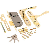 Врезной замок с ручками Аллюр 127/1 GP латунь 1081