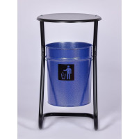 Уличная урна ПРОФМЕТСТИЛЬ металлическая, синий металлик, с крышкой 395